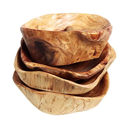 JFFLYIT Creative Wood Bowl Root Carved Bowl Handmade Natural Real Wood Candy Serving Bowl 10"-12" - Image 4