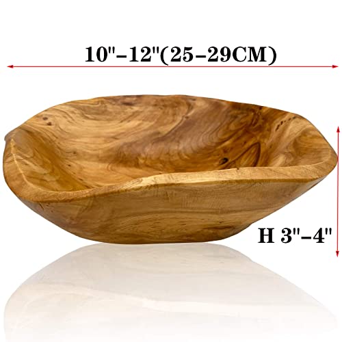 JFFLYIT Creative Wood Bowl Root Carved Bowl Handmade Natural Real Wood Candy Serving Bowl 10"-12" - Image 2