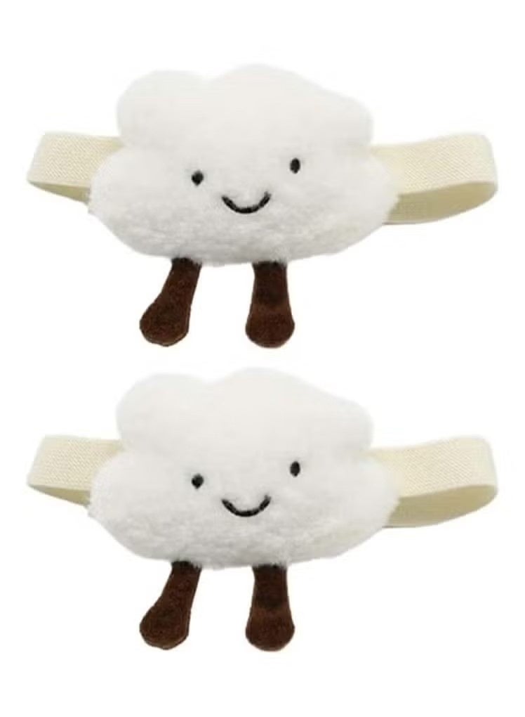 حامل ستائر على شكل نجمة وسحابة من قطعتين مع مشبك لتزيين غرفة الأطفال، مشبك ستارة كرتوني، مشبك ربط الستارة، مشبك ستارة على شكل حيوان قطيفة، ديكور نافذة حضانة الأطفال (أبيض) - Image 2