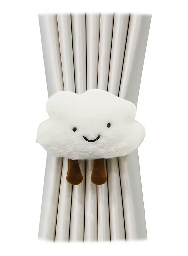 حامل ستائر على شكل نجمة وسحابة من قطعتين مع مشبك لتزيين غرفة الأطفال، مشبك ستارة كرتوني، مشبك ربط الستارة، مشبك ستارة على شكل حيوان قطيفة، ديكور نافذة حضانة الأطفال (أبيض) - Image 3