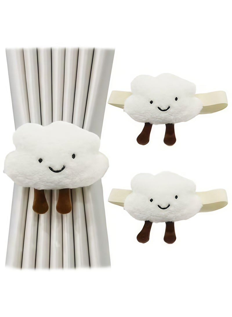 حامل ستائر على شكل نجمة وسحابة من قطعتين مع مشبك لتزيين غرفة الأطفال، مشبك ستارة كرتوني، مشبك ربط الستارة، مشبك ستارة على شكل حيوان قطيفة، ديكور نافذة حضانة الأطفال (أبيض) - Image 5