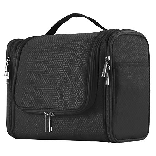 Buruis Large Capacity Toiletry Bag for Women and Men, Hanging Toiletry Organizer Cosmetics Makeup Bag, Water-resistant Dopp Kit Shaving Bags for Full Sized Toiletries, Travel Essentials (Black) - Image 1