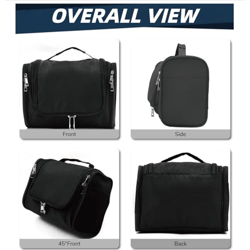 Buruis Large Capacity Toiletry Bag for Women and Men, Hanging Toiletry Organizer Cosmetics Makeup Bag, Water-resistant Dopp Kit Shaving Bags for Full Sized Toiletries, Travel Essentials (Black) - Image 4