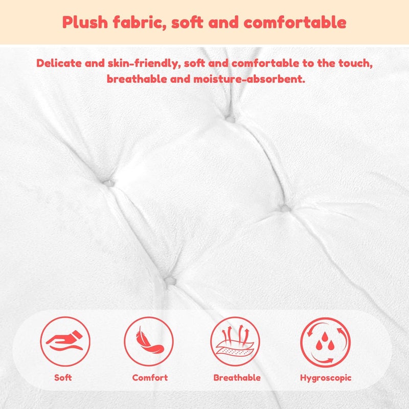 windforgecraft Desk Chair Cushion Soft Seat Cushions for Office Desk Chairs Nonslip Chair Cushion Floor Seating Warm Seat Pads High Elasticity Rocking Chair Cushion for Bedroom Playroom (White) - Image 5