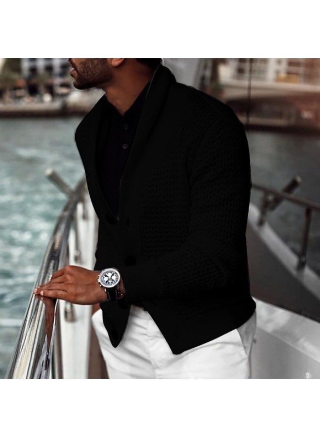 NIBEMINENT Men Single Breasted Autumn Knitted Sweaters Lantern Sleeve Winter Warm Clothes  Hollow Out Mens Sweater Cardigans - Image 1