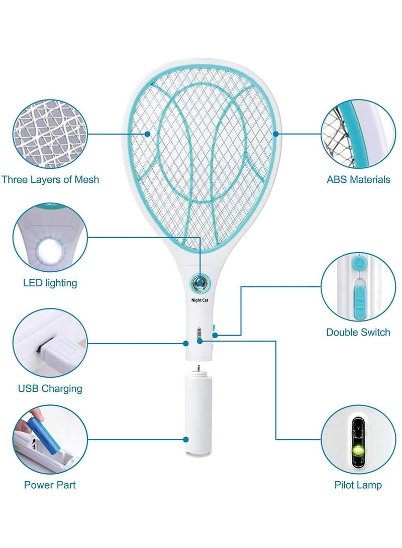 ماركة غير محددة مضرب منشة كهربائية USB قابلة لإعادة الشحن إضاءة LED مزدوجة الطبقات حماية شبكية  - Image 5