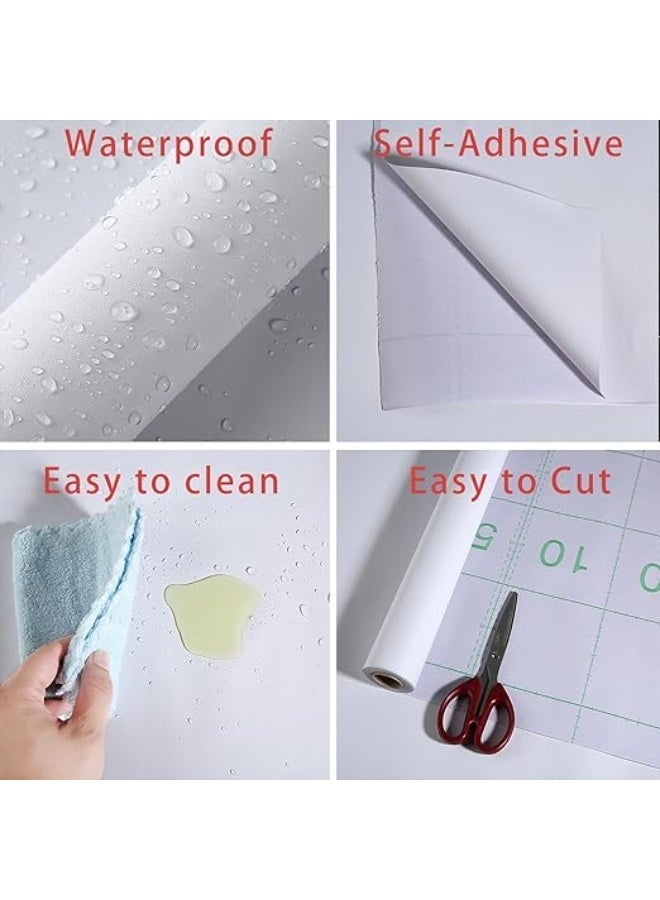 ورق حائط 40 × 300 سم، أبيض مطفي، ذاتي اللصق، قابل للإزالة لتزيين الخزائن - Image 3