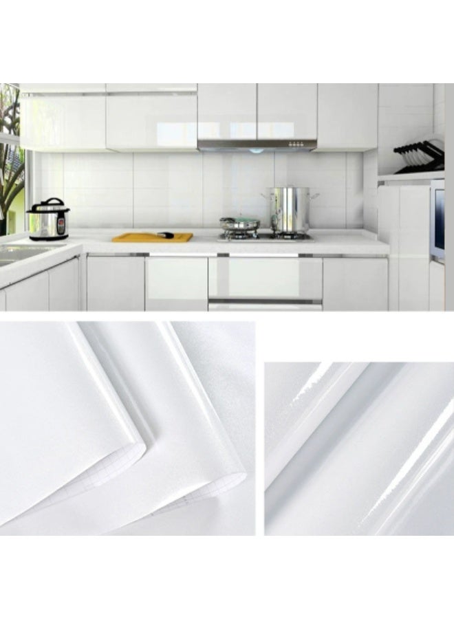 ورق حائط 40 × 300 سم، أبيض مطفي، ذاتي اللصق، قابل للإزالة لتزيين الخزائن - Image 2