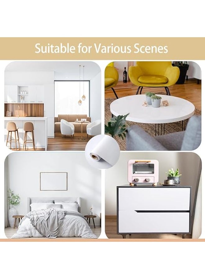 ورق حائط 40 × 300 سم، أبيض مطفي، ذاتي اللصق، قابل للإزالة لتزيين الخزائن - Image 4