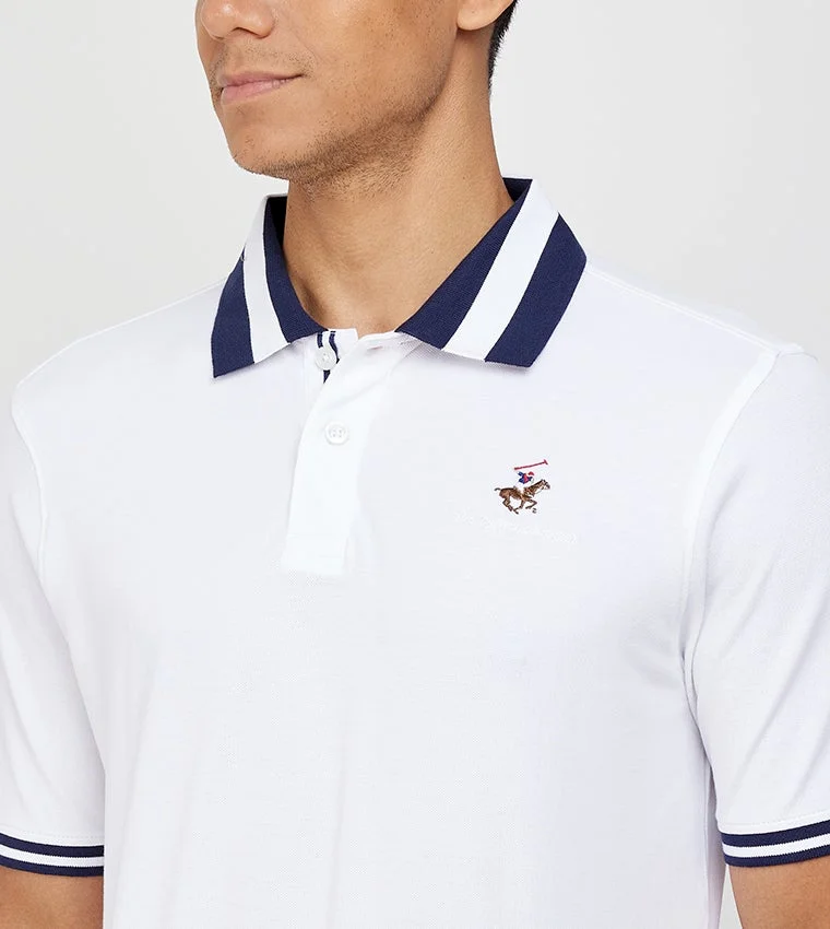 BEVERLY HILLS POLO CLUB  White Skinny Fit Polo T-Shirt for Men | Best Price UAE