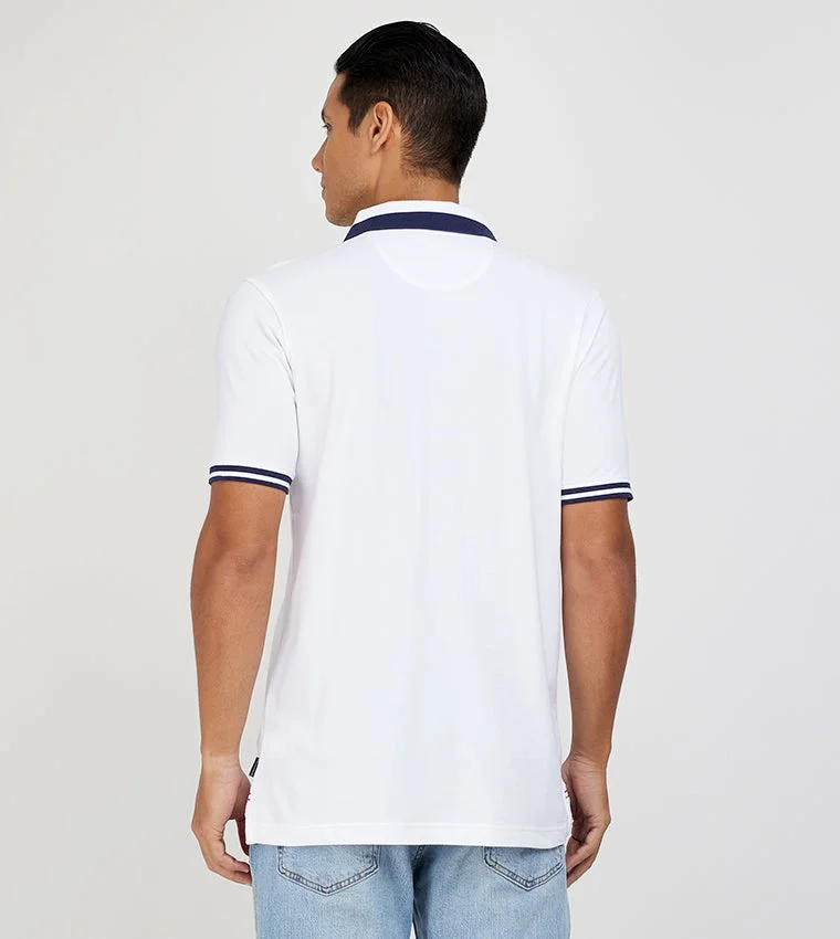 BEVERLY HILLS POLO CLUB  White Skinny Fit Polo T-Shirt for Men | Best Price UAE