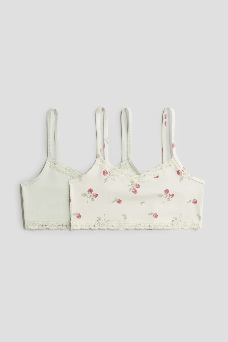 H&M 2-Pack Lace-Trimmed Jersey Tops
