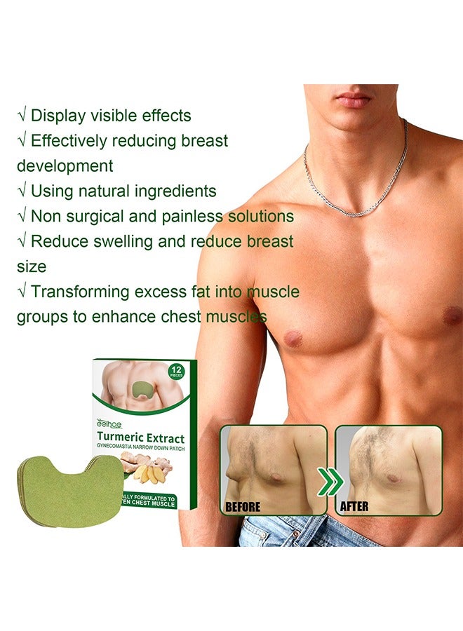 EELHOE 12 Pieces Turmeric Extract Gynecomastia Narrow Down Patch, Tightens Chest Skin to Prevent Sagging, Male Chest Compress Care Patch - Image 5