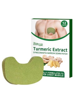 EELHOE 12 Pieces Turmeric Extract Gynecomastia Narrow Down Patch, Tightens Chest Skin to Prevent Sagging, Male Chest Compress Care Patch  - Image 1