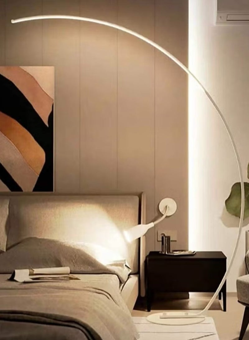 مصباح أرضي من  Led Arc، مصباح قوس عاكس للضوء، مصابيح أرضية لغرفة المعيشة بتصميم حديث مع جهاز تحكم عن بعد لغرفة النوم، منطقة المعيشة، المكتب، 25 وات، 170 سم [فئة كفاءة الطاقة A ++] (أبيض) - Image 1