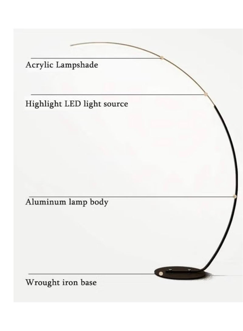 مصباح أرضي من  Led Arc، مصباح قوس عاكس للضوء، مصابيح أرضية لغرفة المعيشة بتصميم حديث مع جهاز تحكم عن بعد لغرفة النوم، منطقة المعيشة، المكتب، 25 وات، 170 سم [فئة كفاءة الطاقة A ++] (أبيض) - Image 4