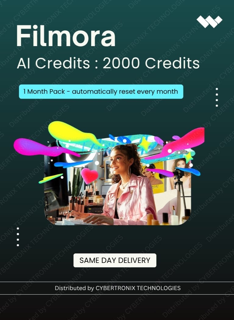 Filmora AI Credits: 2000 Credits -automatically reset every month | 1 Month | Digital License | Same Day Delivery