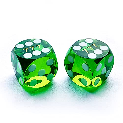 Bescon Professional Precision Dice Round Corner 5/8" (16mm) with Random Serial Number, Precision Cut Dice 16MM Gem Green, 2pcs Set - Image 1