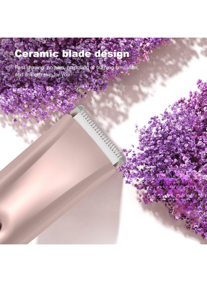 Bikini Trimmer For Women,Electric Shaver Body Trimmer For Men Pubic Hair, Hair Trimmer Shaver Razors 2-In-1 Wet & Dry Waterproof Shaving Machine For Women（Gold) - Image 3