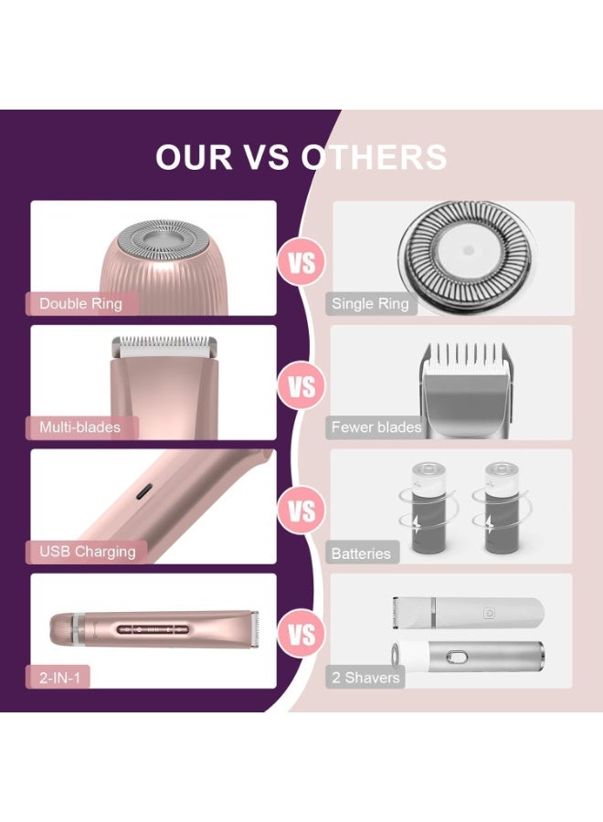 Bikini Trimmer For Women,Electric Shaver Body Trimmer For Men Pubic Hair, Hair Trimmer Shaver Razors 2-In-1 Wet & Dry Waterproof Shaving Machine For Women（Gold) - Image 5