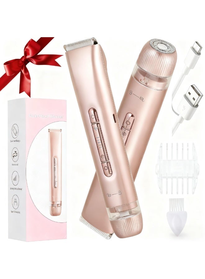 Bikini Trimmer For Women,Electric Shaver Body Trimmer For Men Pubic Hair, Hair Trimmer Shaver Razors 2-In-1 Wet & Dry Waterproof Shaving Machine For Women（Gold) - Image 1