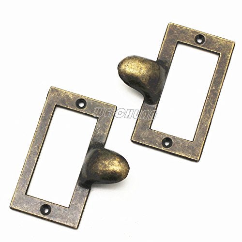 WEICHUAN 20-Pack Zinc Alloy Antique Bronze Label Frame Drawer Pulls -Vintage Industrial Style Apothecary Card Catalog Holder Pull Handles for Drawers and Cabinets, 1.7" X 2.2" - Image 3