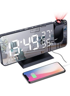 Joshberg Projection LED Digital Alarm Clock,LED Mirror Display Alarm Clock,Dual Smart Alarm with Projection on Ceiling,Black  - Image 1