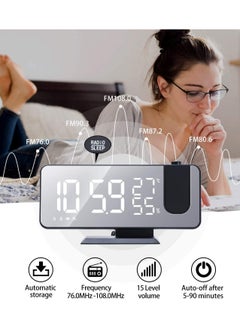 Joshberg Projection LED Digital Alarm Clock,LED Mirror Display Alarm Clock,Dual Smart Alarm with Projection on Ceiling,Black  - Image 2