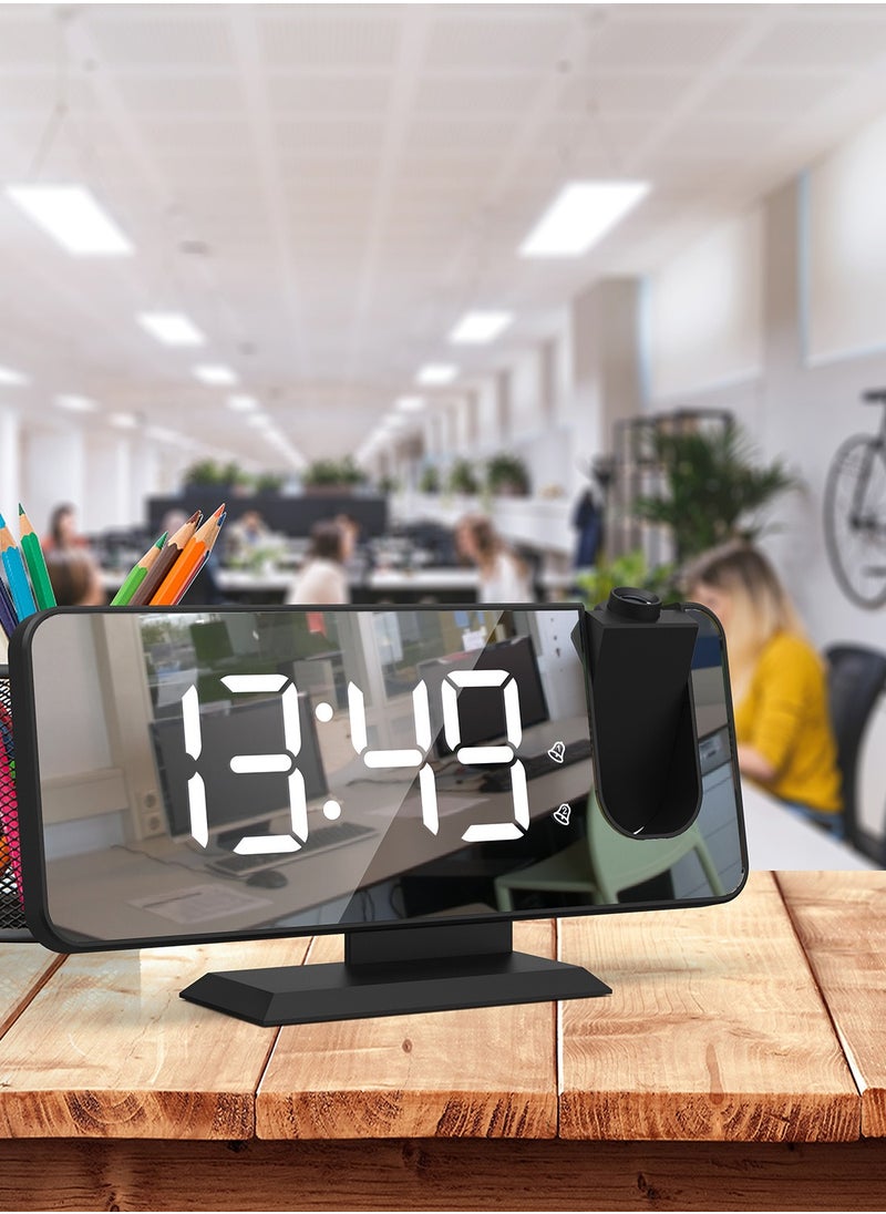 Joshberg - Projection LED Digital Alarm Clock,LED Mirror Display Alarm Clock,Dual Smart Alarm with Projection on Ceiling,Black - Image 1