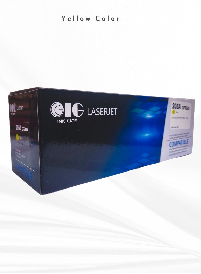 IG Compatible Yellow Toner Cartridge – 205A – for HP Color LaserJet Pro M154a, M154nw, MFP M180n, M181fw (Up to 1,400 Pages) - Image 1