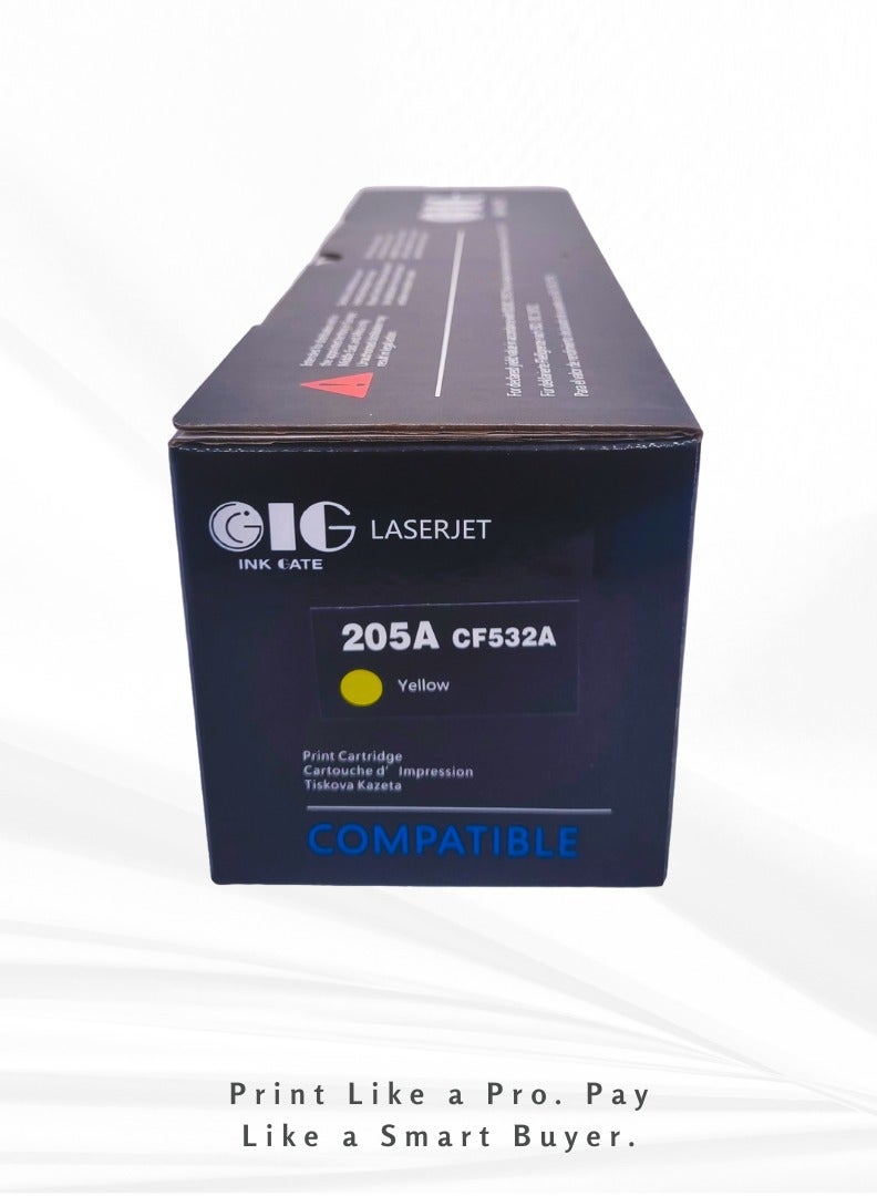 IG Compatible Yellow Toner Cartridge – 205A – for HP Color LaserJet Pro M154a, M154nw, MFP M180n, M181fw (Up to 1,400 Pages) - Image 2