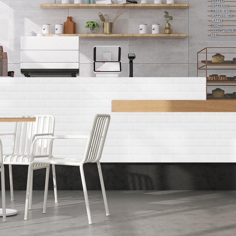 DEWOO White Peel and Stick Backsplash Subway Tile Self Adhesive Wall Tiles for Kitchen Bathroom, 10-Sheet, 12"Ã—12" - Image 4
