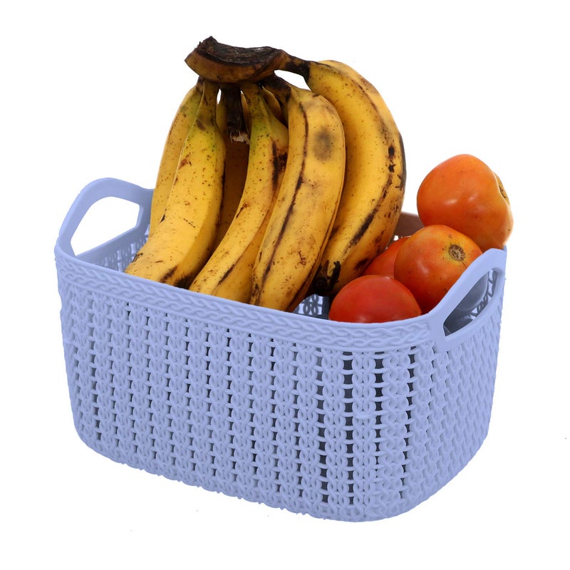 Kuber Industries Kuber Industries Unbreakable Plastic 2 Pieces Multipurpose Large Size Flexible Storage Baskets/Fruit Vegetable Bathroom Stationary Home Basket with Handles (Cream & Grey) - CTKTC037851, Standard  - Image 5