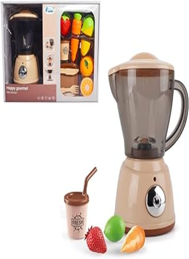 BLUEBIRD Junior Blender Role Play Pretend Kitchen Appliance for Kids with Realistic Action - Plus Toy Fruit and Vegetable Foods for Imaginary Cooking Fun (2763-07)