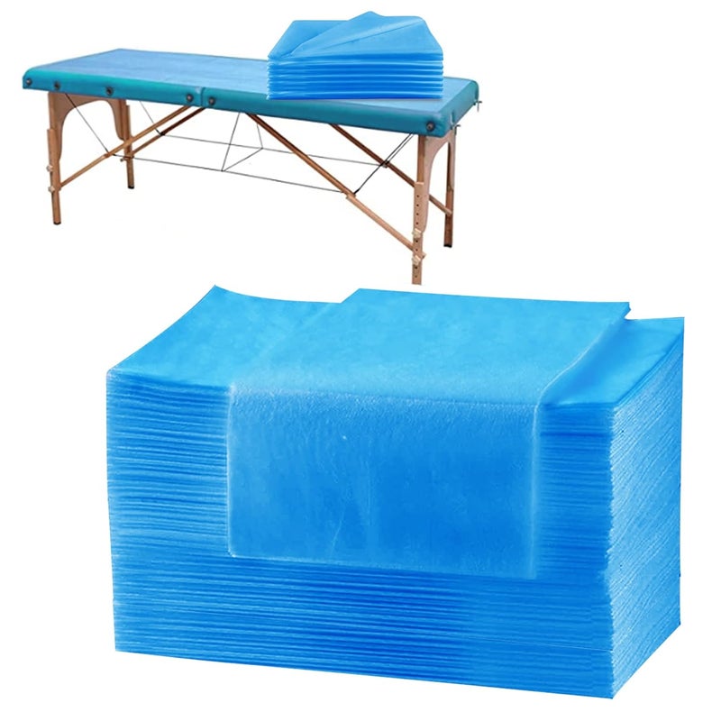 Joyblossom 100pcs Spa Bed Sheets Disposable Massage Table Disposable Sheets Waterproof Massage Bed Covers Disposable NonWoven Fabric 315 x 748 Blue  - Image 1