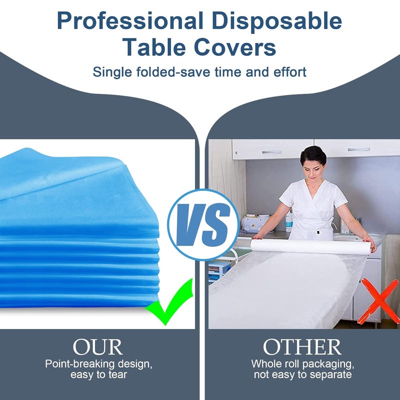 Joyblossom 100pcs Spa Bed Sheets Disposable Massage Table Disposable Sheets Waterproof Massage Bed Covers Disposable NonWoven Fabric 315 x 748 Blue  - Image 4