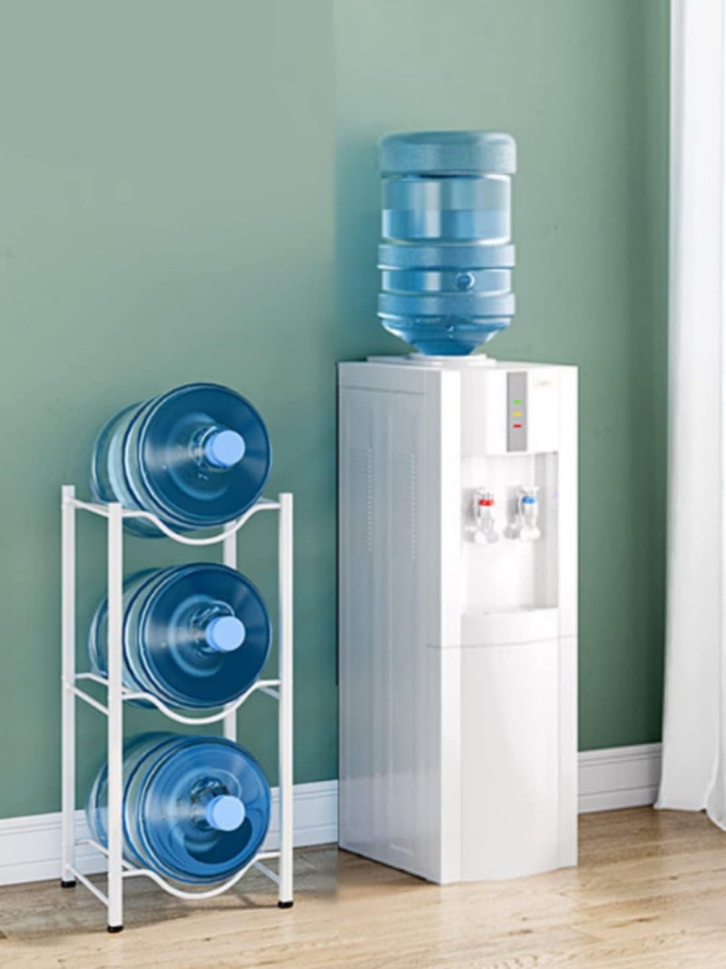 UREVO حامل تخزين زجاجات الماء 3 طبقات، حامل تنظيم جالون 3، أبيض - Image 4