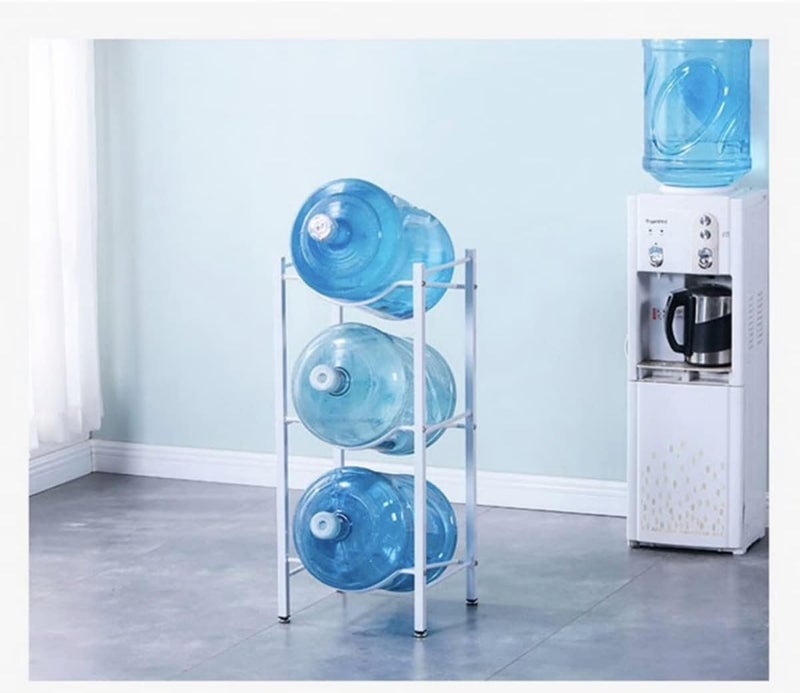 UREVO حامل تخزين زجاجات الماء 3 طبقات، حامل تنظيم جالون 3، أبيض - Image 2