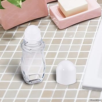 Kare Kind Empty Refillable Glass RollOn Deodorant Bottles 6Pack LeakProof 105 Oz 30 ml with Stickers Twist Cap For Homemade Natural Deodorant Sunscreen Moisturizer - Image 3