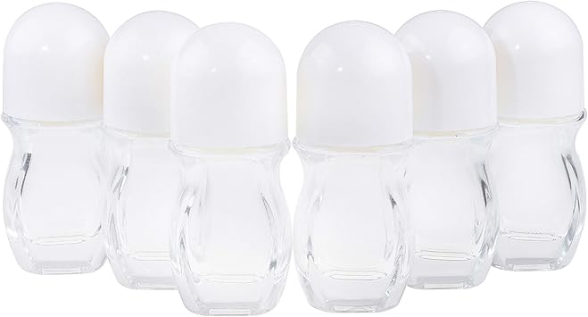 Kare Kind Empty Refillable Glass RollOn Deodorant Bottles 6Pack LeakProof 105 Oz 30 ml with Stickers Twist Cap For Homemade Natural Deodorant Sunscreen Moisturizer - Image 1