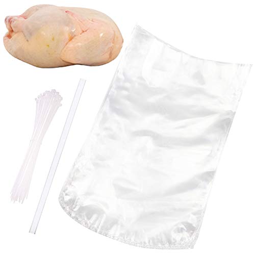 Morepack Poultry Shrink Bags30 Pack 13x18Inches Clear Poultry Heat Shrink Wrap Freezer With 30 Zip Tiesa Silicone Straw for ChickensRabbits