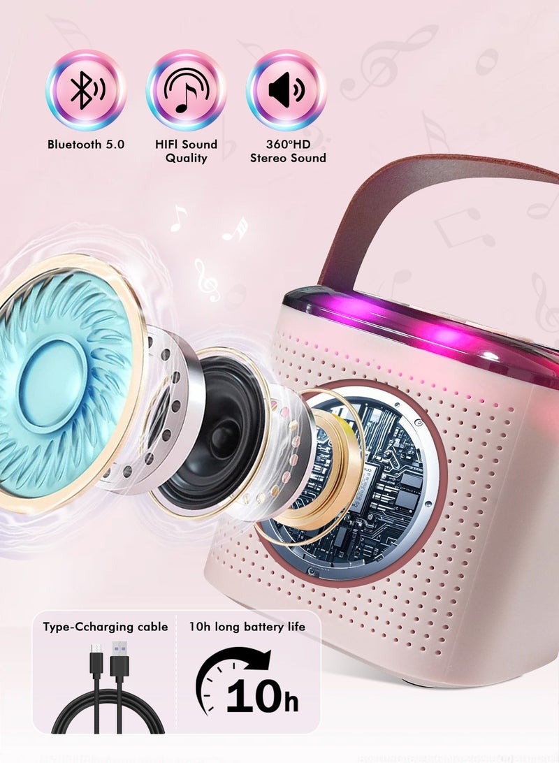 أوربازار جهاز كاريوكي للأطفال والكبار، مكبر صوت صغير محمول بتقنية البلوتوث مع ميكروفونين، مكبر صوت كاريوكي للحفلات المنزلية يدعم بطاقة TF/USB، هدية لأعياد الميلاد، وألعاب للبنات/الأولاد - Image 3