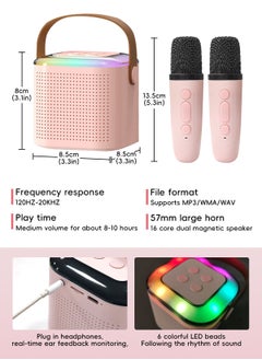 URbazaar Karaoke Machine for Kids & Adults, Mini Portable Bluetooth Speaker with 2 Microphones, Home Party Karaoke Speaker Support SD Card/USB, Gift for Brithday, and Toys for Girls/Boys  - Image 2