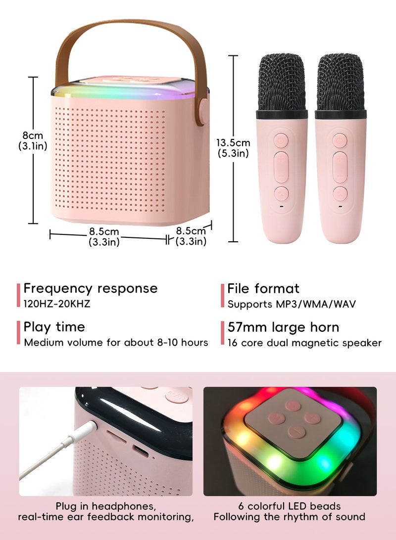 أوربازار جهاز كاريوكي للأطفال والكبار، مكبر صوت صغير محمول بتقنية البلوتوث مع ميكروفونين، مكبر صوت كاريوكي للحفلات المنزلية يدعم بطاقة TF/USB، هدية لأعياد الميلاد، وألعاب للبنات/الأولاد - Image 2