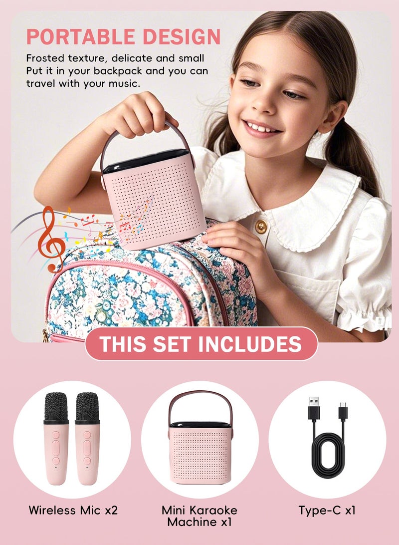 أوربازار جهاز كاريوكي للأطفال والكبار، مكبر صوت صغير محمول بتقنية البلوتوث مع ميكروفونين، مكبر صوت كاريوكي للحفلات المنزلية يدعم بطاقة TF/USB، هدية لأعياد الميلاد، وألعاب للبنات/الأولاد - Image 5