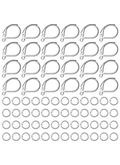 Oubaka 200Pcs French Earring Hooks Set,100Pcs Hypoallergenic Lever Back Earrings Hooks Leverback Earwire French Hook Ear Wire With 100Pcs Jump Rings For Diy Jewelry Making Findings(White K)  - Image 1