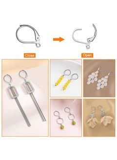 Oubaka 200Pcs French Earring Hooks Set,100Pcs Hypoallergenic Lever Back Earrings Hooks Leverback Earwire French Hook Ear Wire With 100Pcs Jump Rings For Diy Jewelry Making Findings(White K)  - Image 4