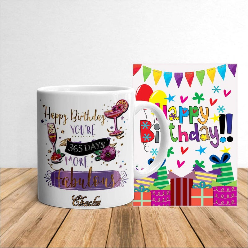 Khakee Happy Birthday Chachu Theme Coffee Mug 325 ml with Birthday Wishing Greeting Card Birthday Gift for Chachu Pbirth275 - Image 2