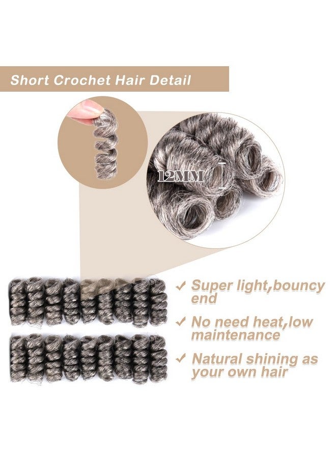 PHOCAS HairPhocas 5 Packs Synthetic Short Curly Crochet Hair 10 inch 20roots/pack for Crochet Braids Hair(Gray) - Image 4