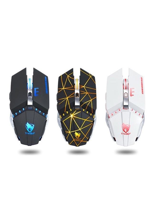 NIBEMINENT T-WOLF Q15 6-Buttons 1600 DPI Wireless Rechargeable Mute Office Gaming Mouse with 7 Color Breathing Light(Pearl White)  - Image 2